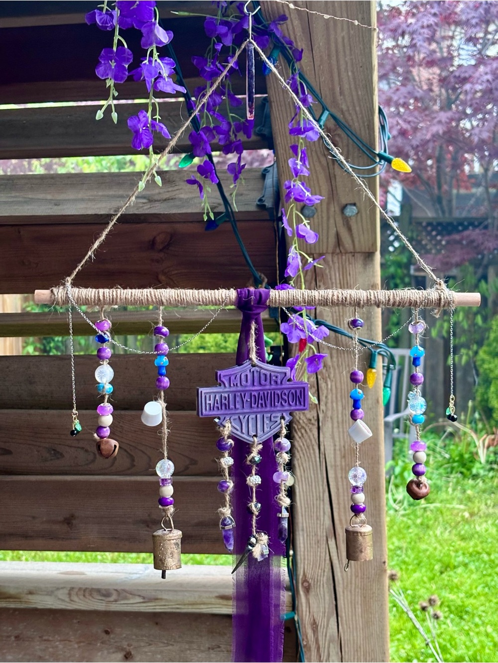 Harley-Davidson Purple and Blue Beaded Wind Chime